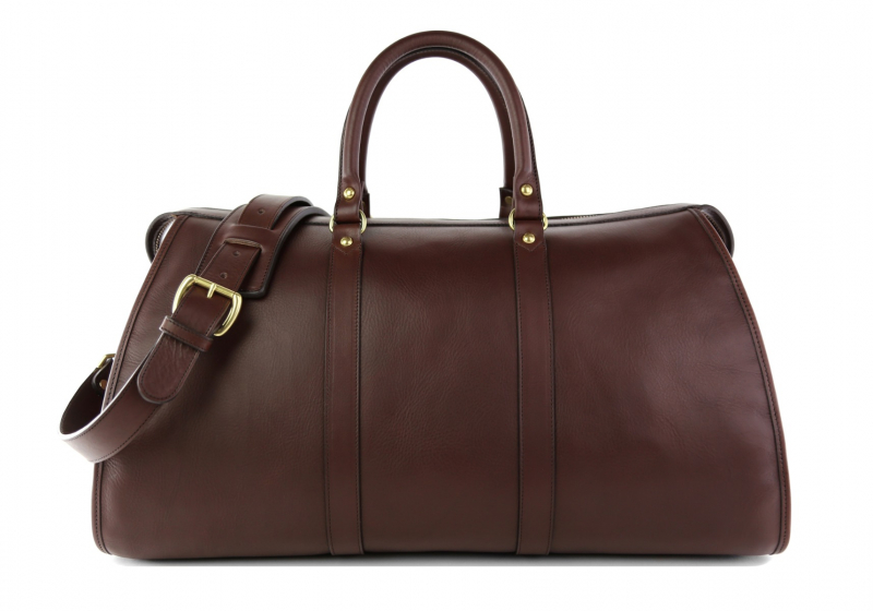 Hampton Travel Duffle -Chocolate in Smooth Tumbled Leather
