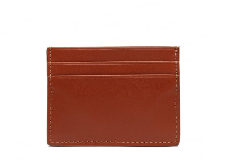 Double Mini Card Wallet-Cognac in Smooth Tumbled Leather