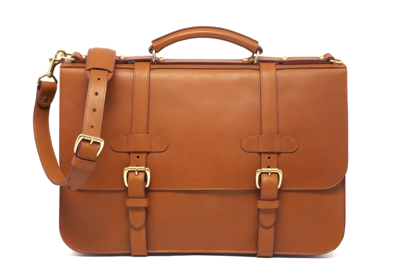 English Briefcase-Cognac in harness belting leather