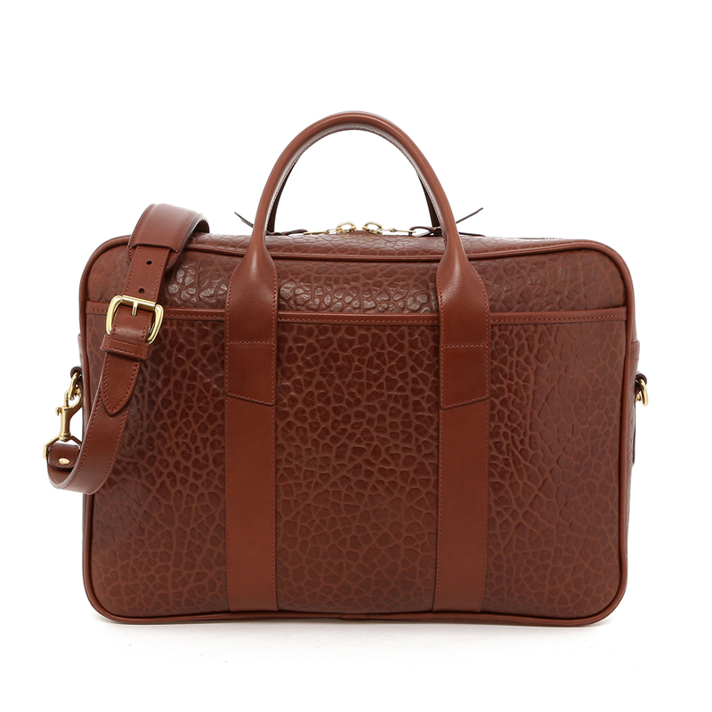 Commuter Briefcase-Chestnut in shrunken grain leather