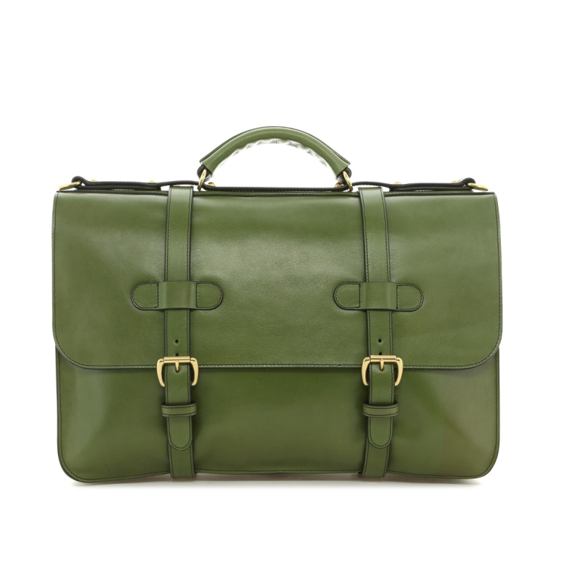 English Briefcase - Cactus - Smooth Tumbled Leather - Unlined in 