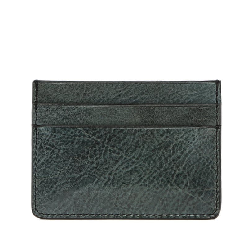 Double Card Wallet - Pine Green - Glossy Tumbled Leather  in 
