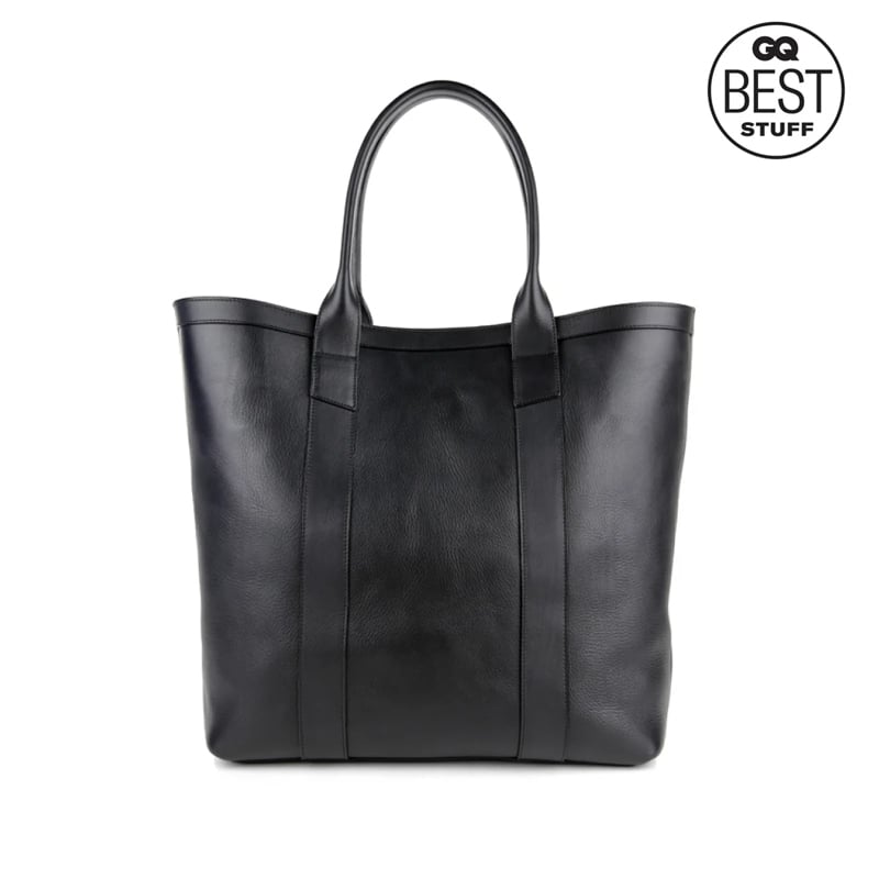 Tall Leather Tote  in smooth tumbled leather