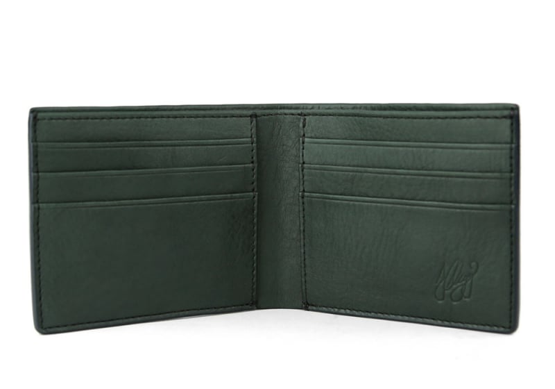 Bifold Wallet-Green in Smooth Tumbled Leather