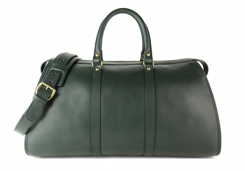 Hampton Travel Duffle -Green in Smooth Tumbled Leather