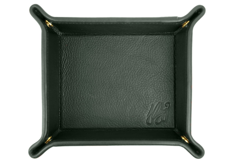 VALET TRAY-Green in Smooth Tumbled Leather