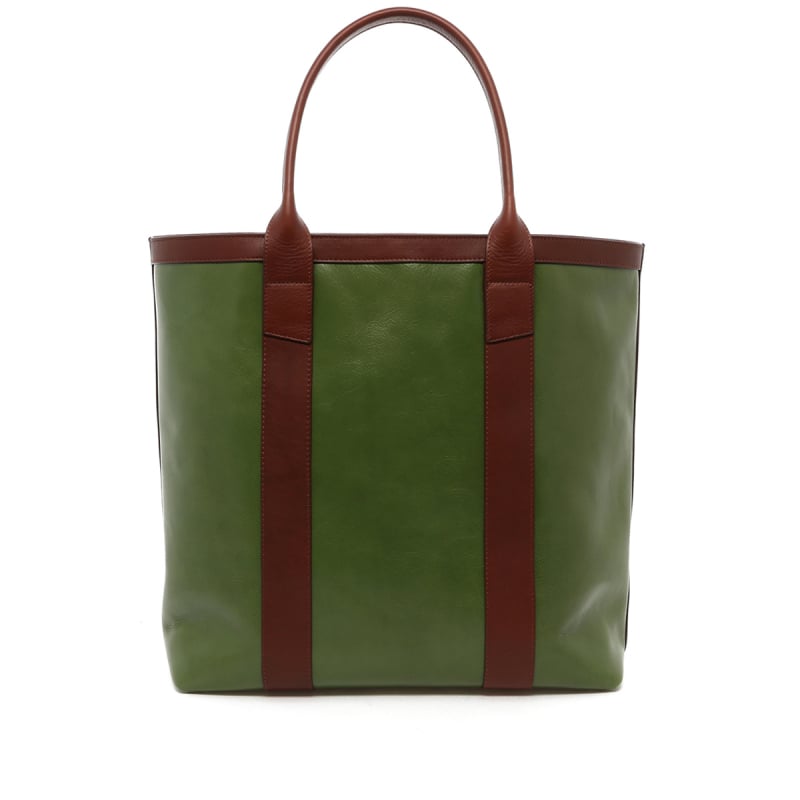 Tall Tote - Ivy Green/Chestnut - Tumbled in 