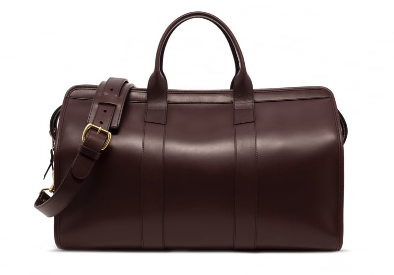 Signature Travel Duffle -Chocolate-Sunbrella Lining with Pocket in Harness Belting Leather