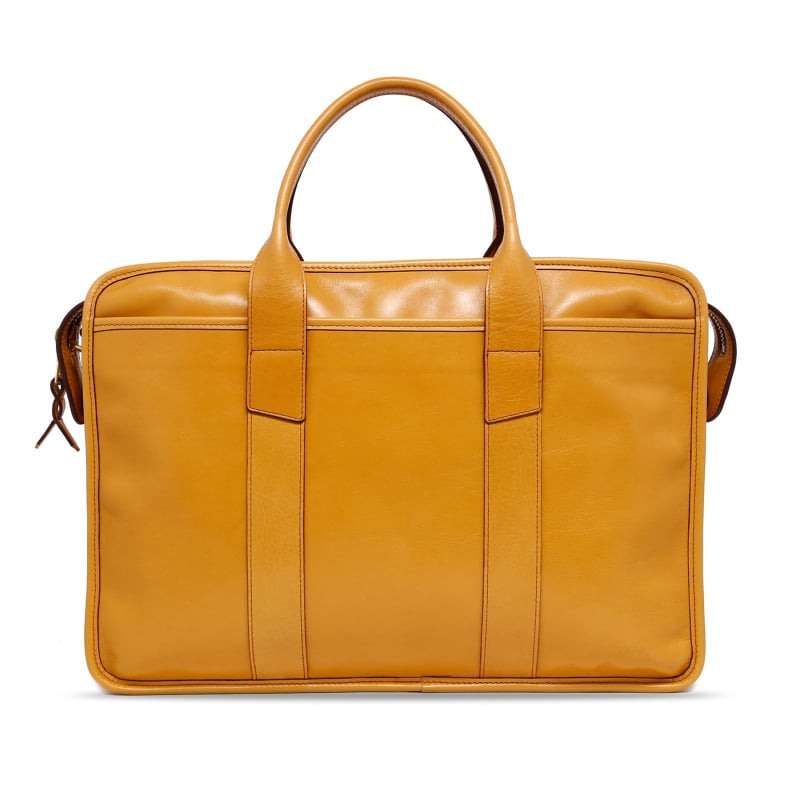 Bound Edge Zip-Top - Ochre - Tumbled Leather in 