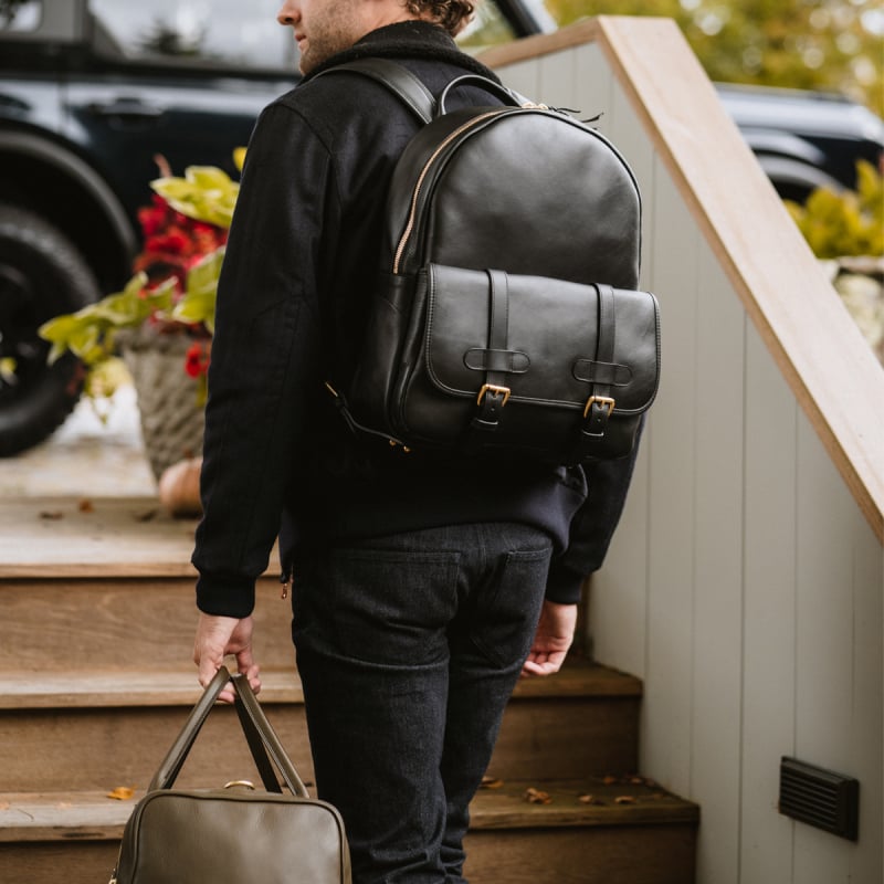 Hampton Zipper Backpack in smooth tumbled leather