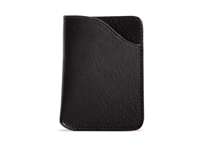 Card Wallet-Black in smooth tumbled leather