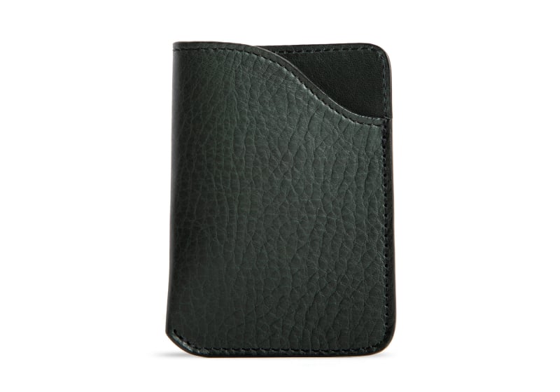 Card Wallet-Green in Smooth Tumbled Leather