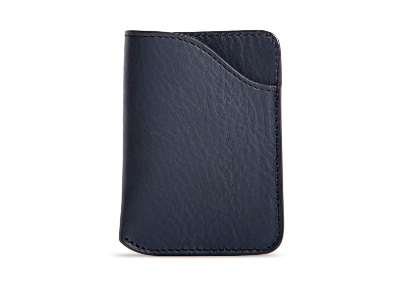 Card Wallet-Navy in smooth tumbled leather