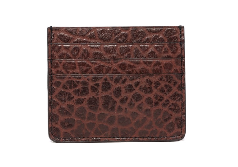 Leather Credit Card Wallet -Chocolate-Triple in Shrunken Grain Leather