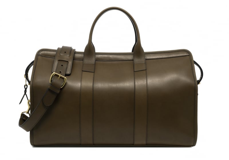 Signature Travel Duffle -Olive-Lined in Harness Belting Leather