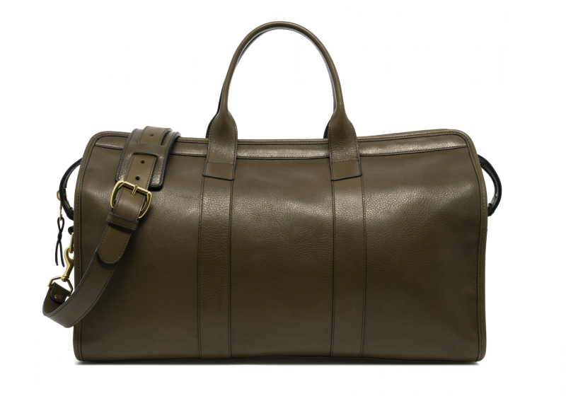Signature Travel Duffle-Olive-Lined in Smooth Tumbled Leather