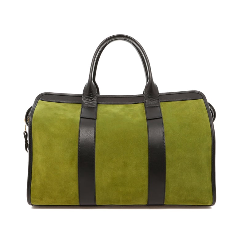 Small Travel Duffle - Loden Green/Black Trim - Suede in 