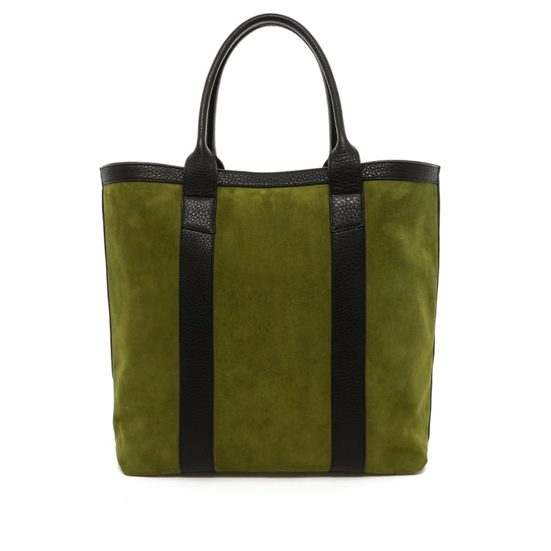 Tall Tote - Loden Green/Black Trim - Suede in 