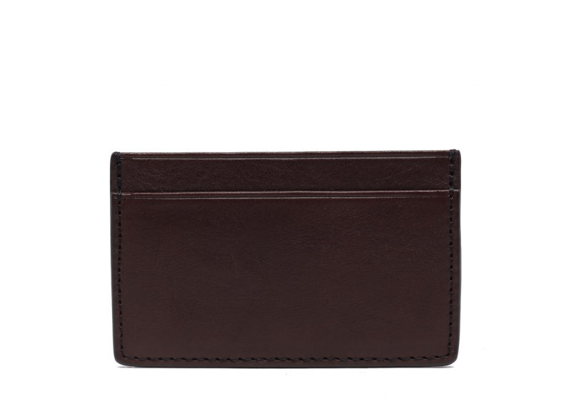 Mini Card Wallet-Chocolate in Smooth Tumbled Leather