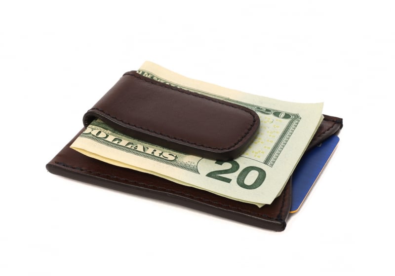 Money Clip Wallet-Chocolate in smooth tumbled leather