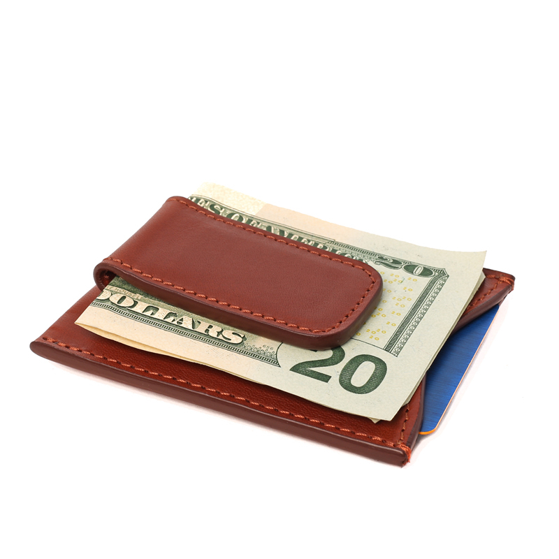 Money Clip Wallet in Smooth Tumbled Leather