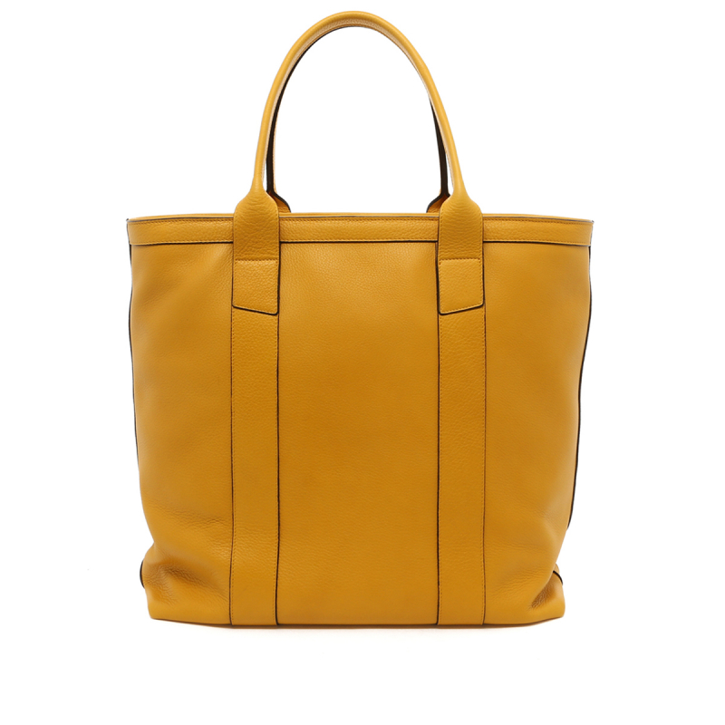 Tall Tote - Mustard Tumbled Leather - Grey Interior - Zip-Top Closure in 