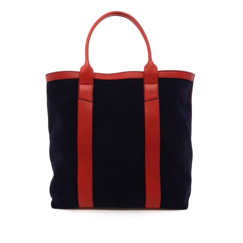 Tall Tote -  Navy Suede / Peach Trim in 