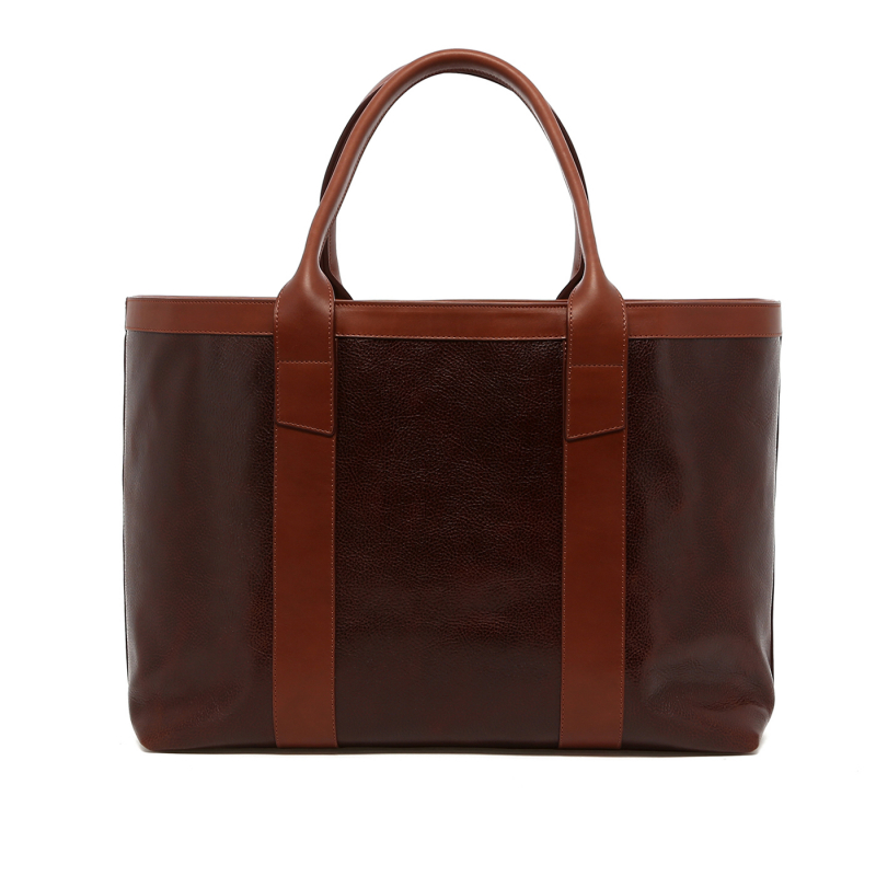 Large Working Tote - Glossy Root Beer/ Chestnut - Pacific Blue Interior  in 