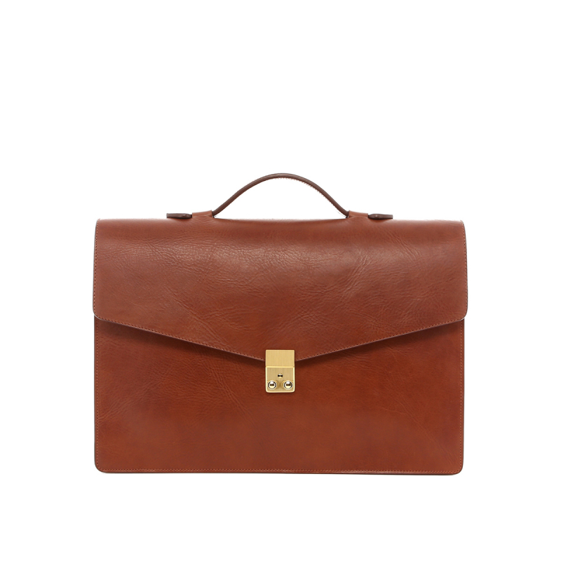 Port Brief - Chestnut - Tumbled Leather  in 