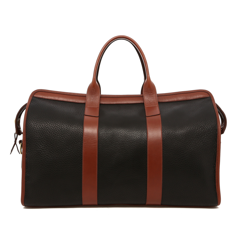Signature Travel Duffle - Black/Chestnut - Pebbled Leather in 