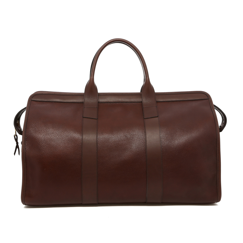 Signature Travel Duffle - Chocolate - Pebbled Leather - Olive Canvas  in 