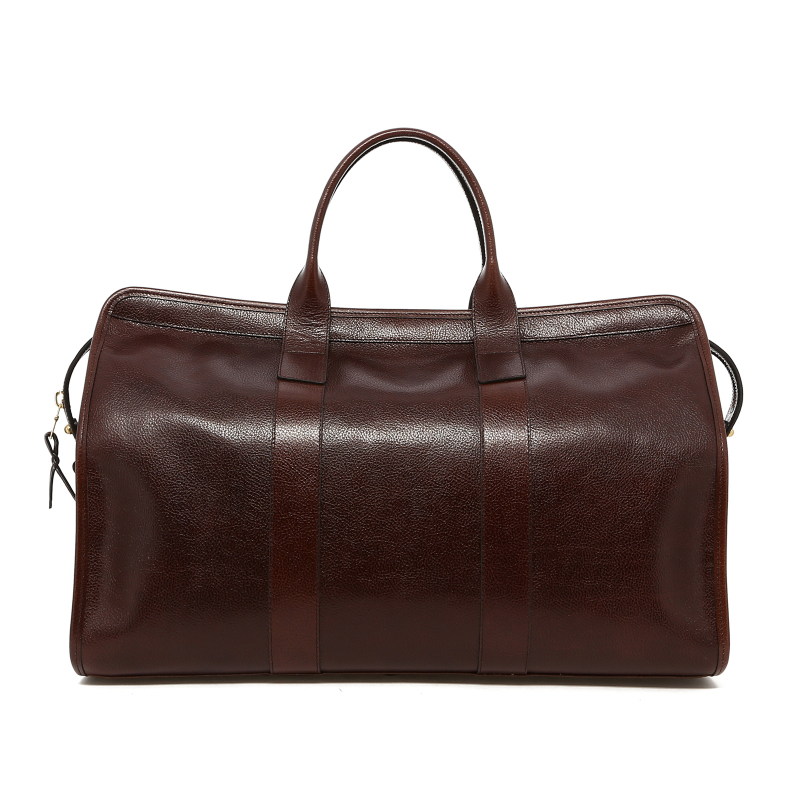 Signature Travel Duffle - Glossy Root Beer - Tumbled Leather - Linen Interior  in 