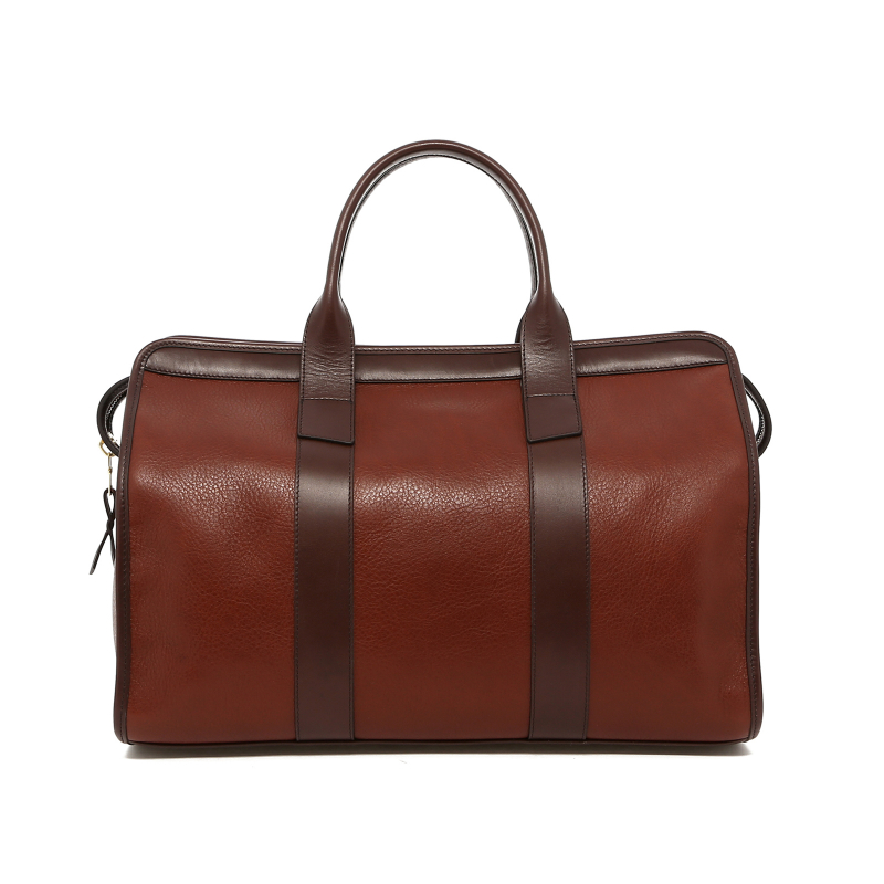 Small Travel Duffle - Chestnut/Chocolate - Pebbled Leather in 