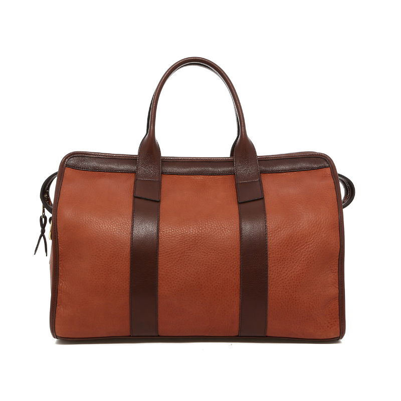 Small Travel Duffle - Hazel/Chocolate - Pebbled Leather in 
