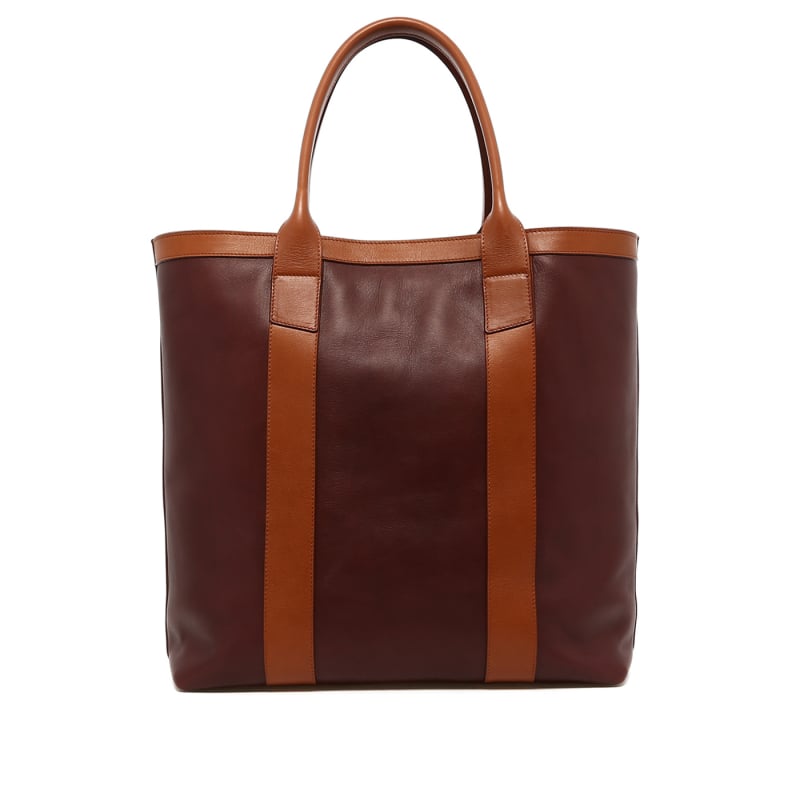Tall Tote - Burgundy/Cognac Trim - Tumbled Leather in 