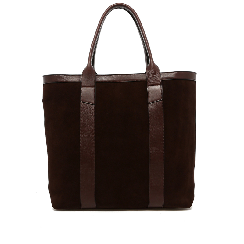 Tall Tote - Chocolate - Suede - Unlined - Two Pockets in 