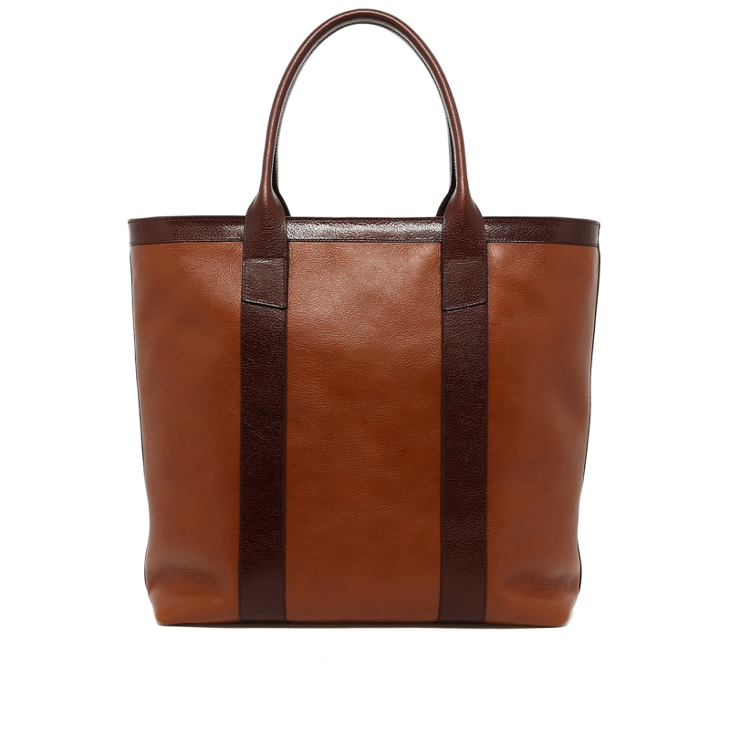 Tall Tote - Ginger Bread/Root Beer - Tumbled Leather - Zipper Closure in 