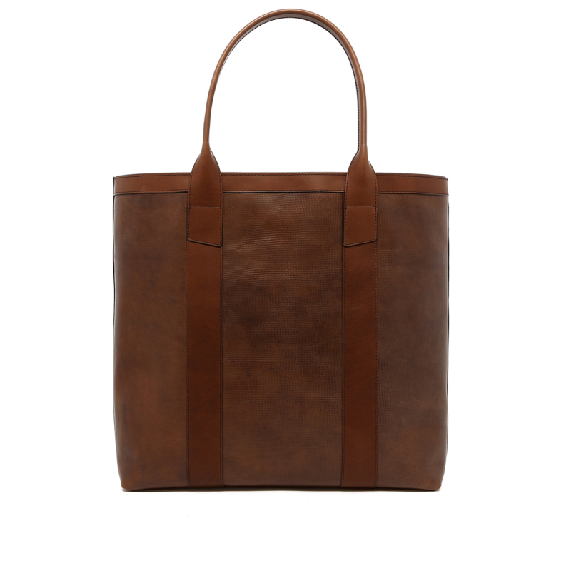 Tall Tote - Otter Trim - Cross Grain Leather in 