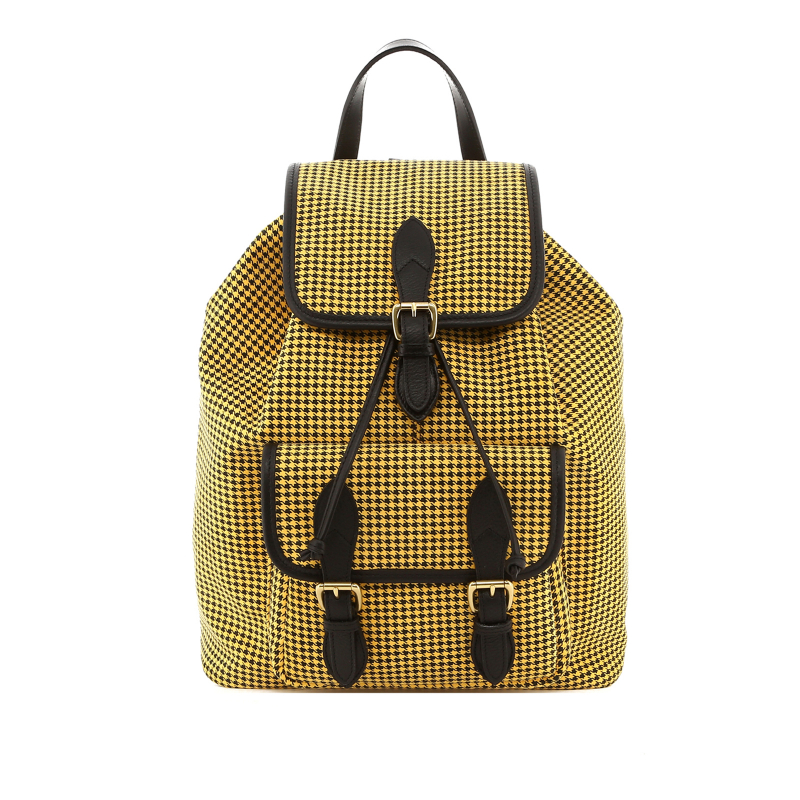 Classic Backpack - Yellow/Black - Houndstooth - Microsuede - Lined  in 