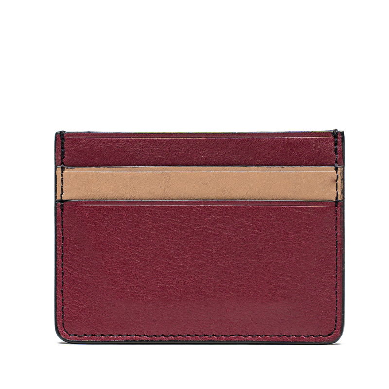 Double Card Wallet - Dry Rose/Cobblestone - Tumbled Leather in 