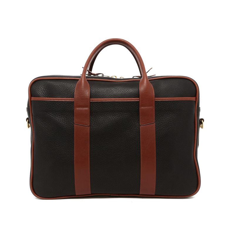 Commuter Briefcase - Black/Chestnut - Pebbled Leather in 