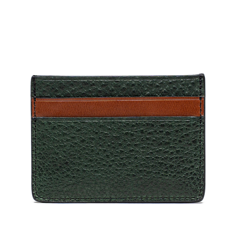 Double Card Wallet - Sycamore/Cognac - Tumbled Leather in 