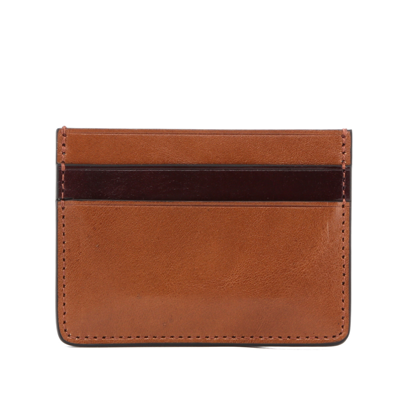Double Card Wallet - Peacan/Rum Raisin - Belting Leather in 