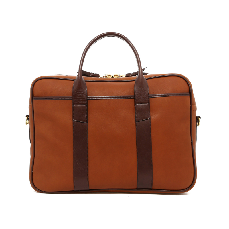 Commuter Briefcase - Cashew/Chocolate - Tumbled Leather in 