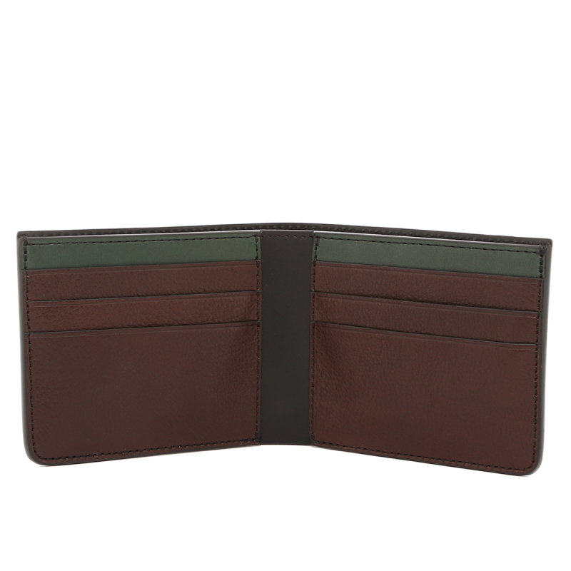 Bifold Wallet - Black/Chocolate/Green Leather  in 