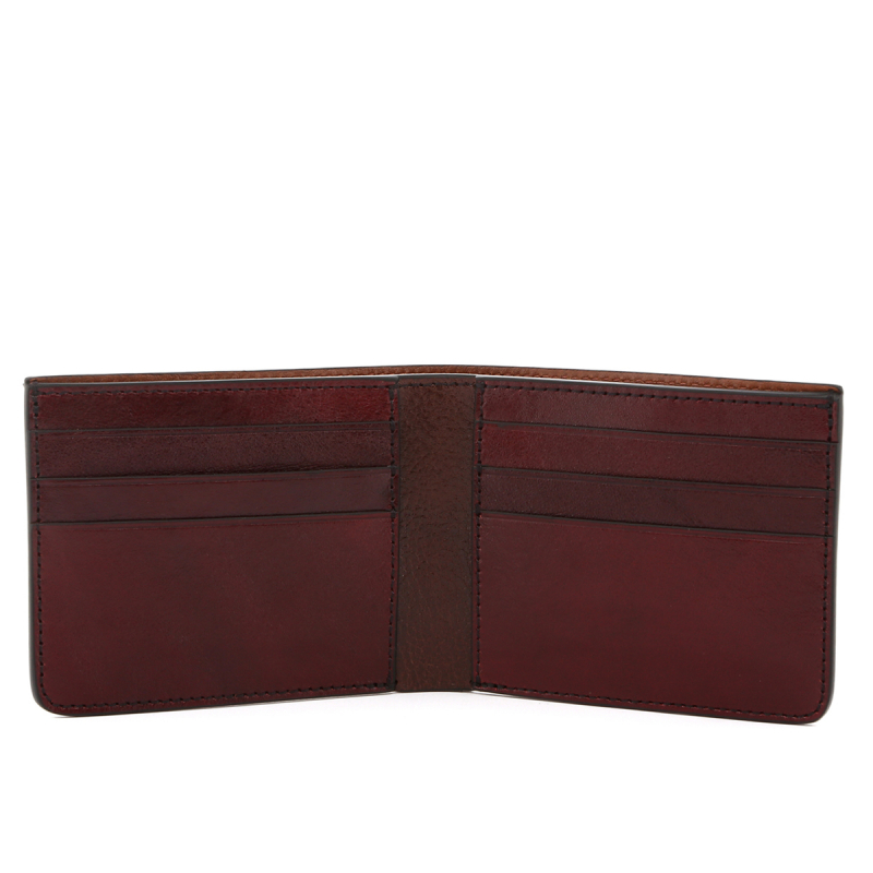 Bifold Wallet - Glossy Root Beer/Glossy Port Royal Leather - Cognac Interior  in 