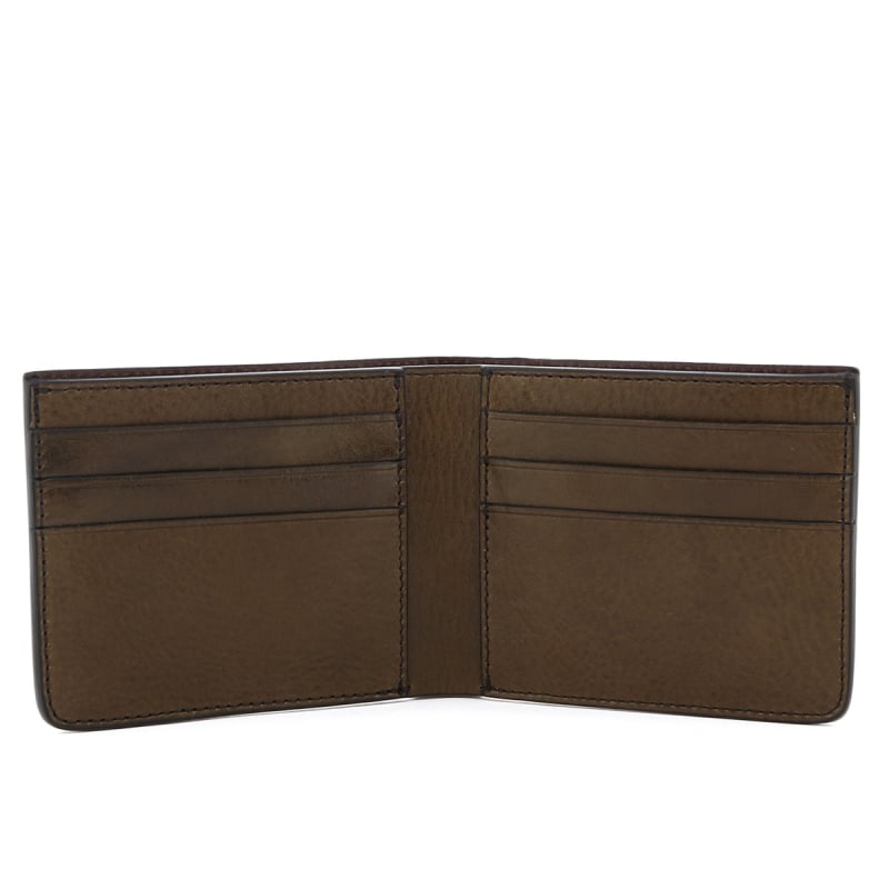 Bifold Wallet - Dark Olive - Glossy Smooth Tumbled Leather in 