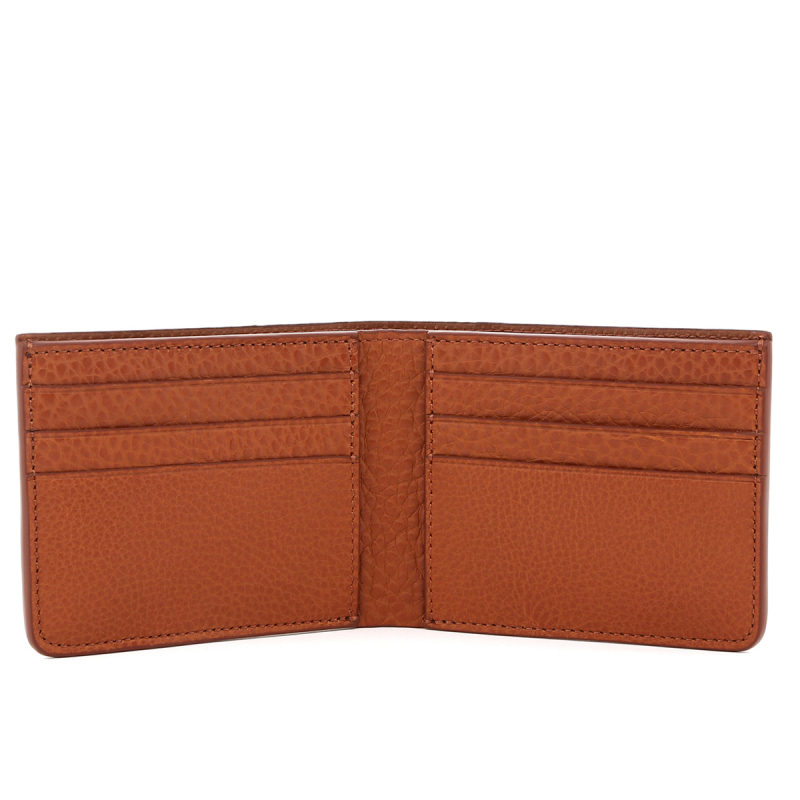 Bifold Wallet - Cognac - Pebbled Leather in 