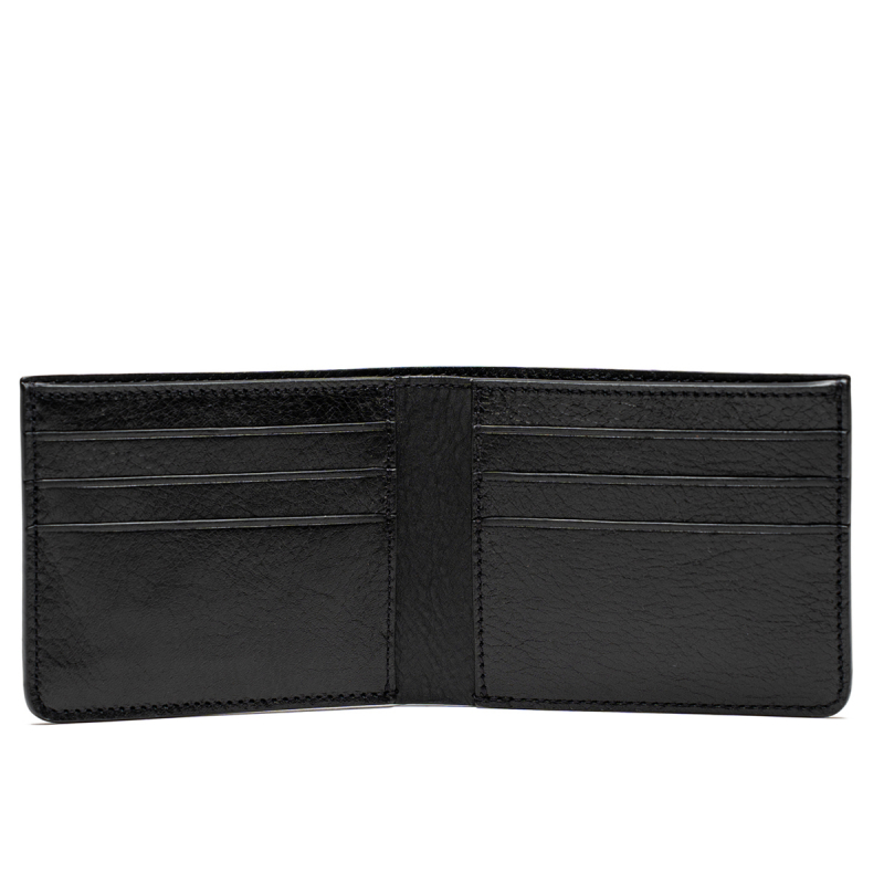 Bifold Wallet - Black - Pebbled Leather in 