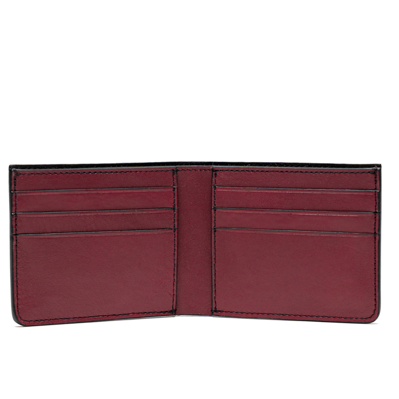 Bifold Wallet - Berry - Tumbled Leather - Black Interior  in 